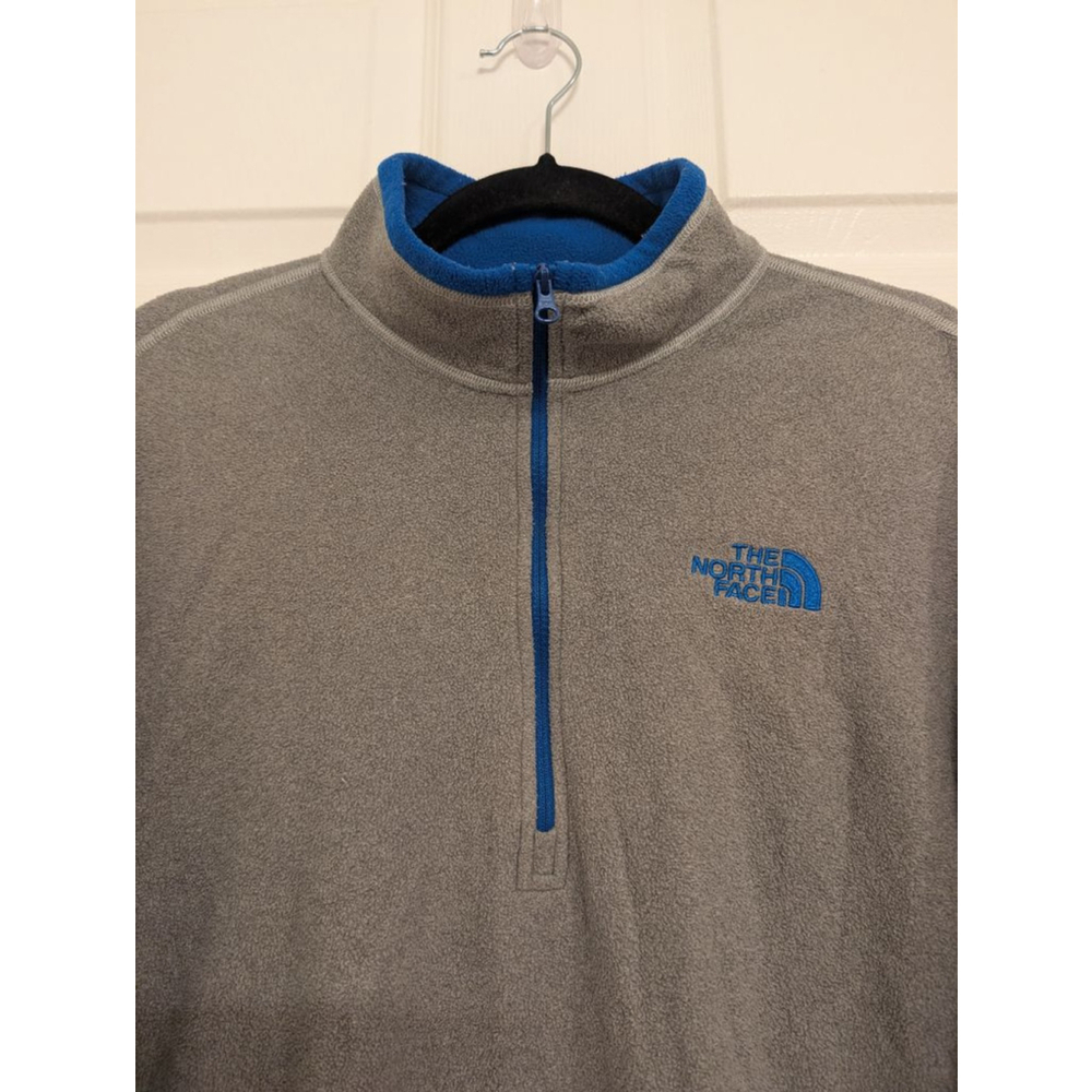 Men's The North Face Zip Up Sweater L Gray Blue Fleece